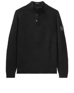 Castillos Knitted Wool Quarter Neck Sweater Black