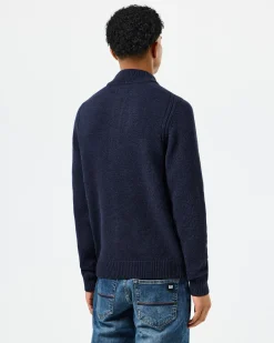 Castillos Knitted Wool Quarter Neck Sweater Navy