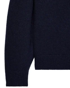 Castillos Knitted Wool Quarter Neck Sweater Navy