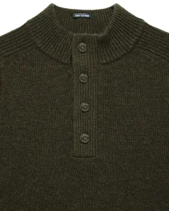 Castillos Knitted Wool Quarter Neck Sweater Castle Green