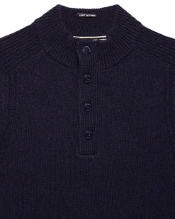 Castillos Knitted Wool Quarter Neck Sweater Navy