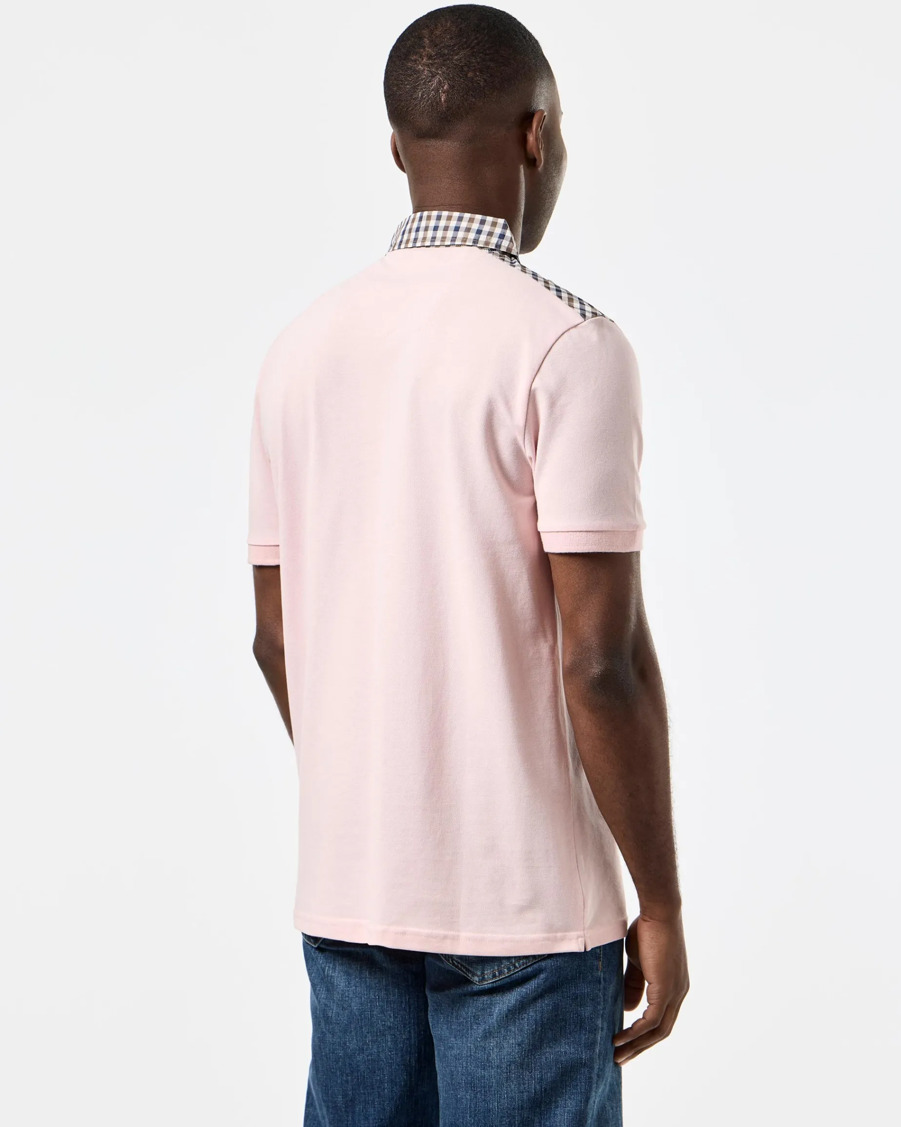 Costa Polo Shirt Pale Blush Pink/Mid House Check