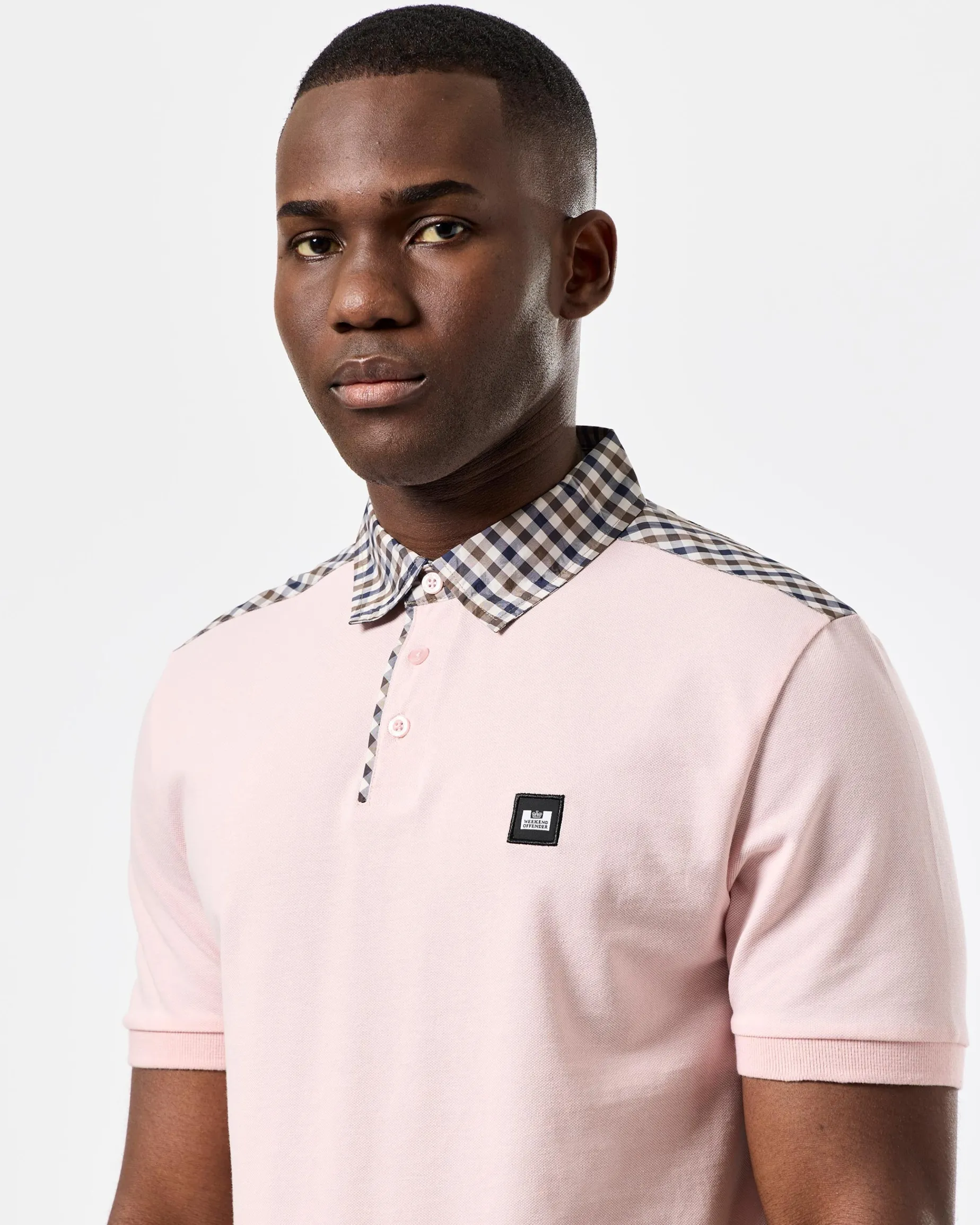 Costa Polo Shirt Pale Blush Pink/Mid House Check