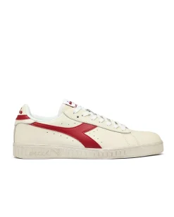 Diadora Game L Low Waxed Trainers White/Red Pepper