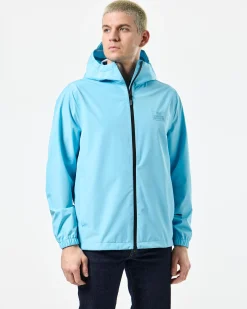 Football + Festivals Waterproof Pack Away Jacket Ocean Wave Blue
