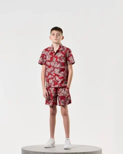 Kids Anzio Shorts Blaze Red Rain Camo