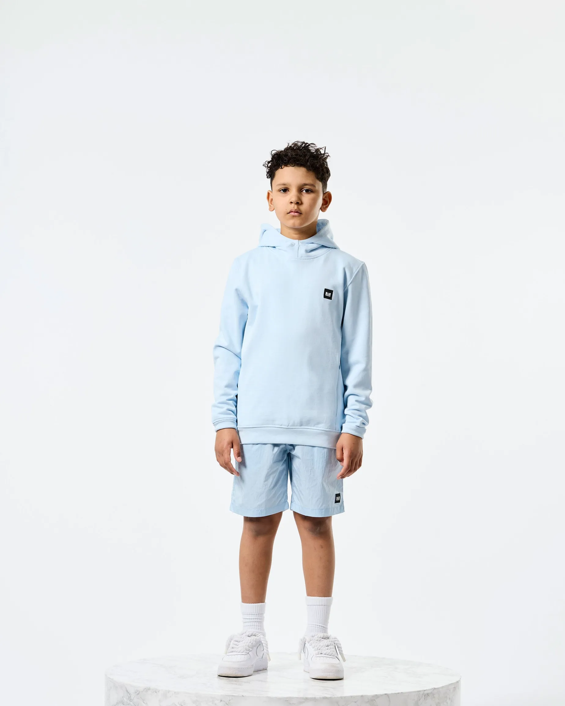 Kids Ribbe Hoodie Ocean Wave Blue