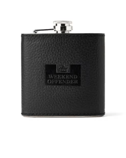 Leather Hip Flask With Gift Box Black