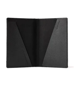Leather Passport Holder With Gift Box Black
