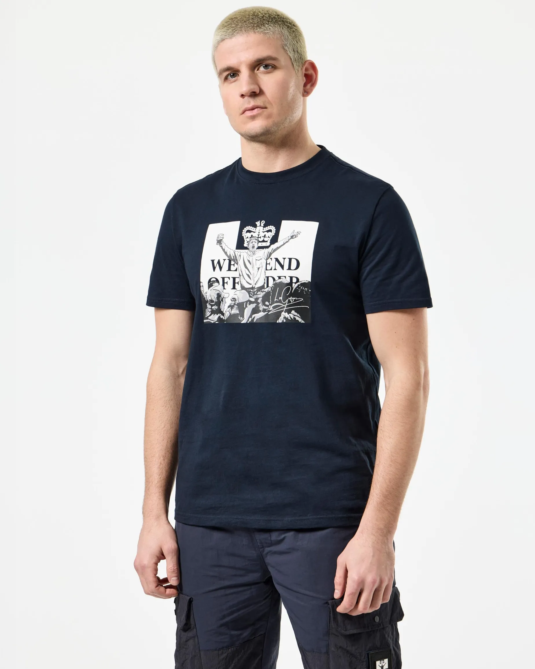 Leo Gregory Mono Graphic T-Shirt Navy