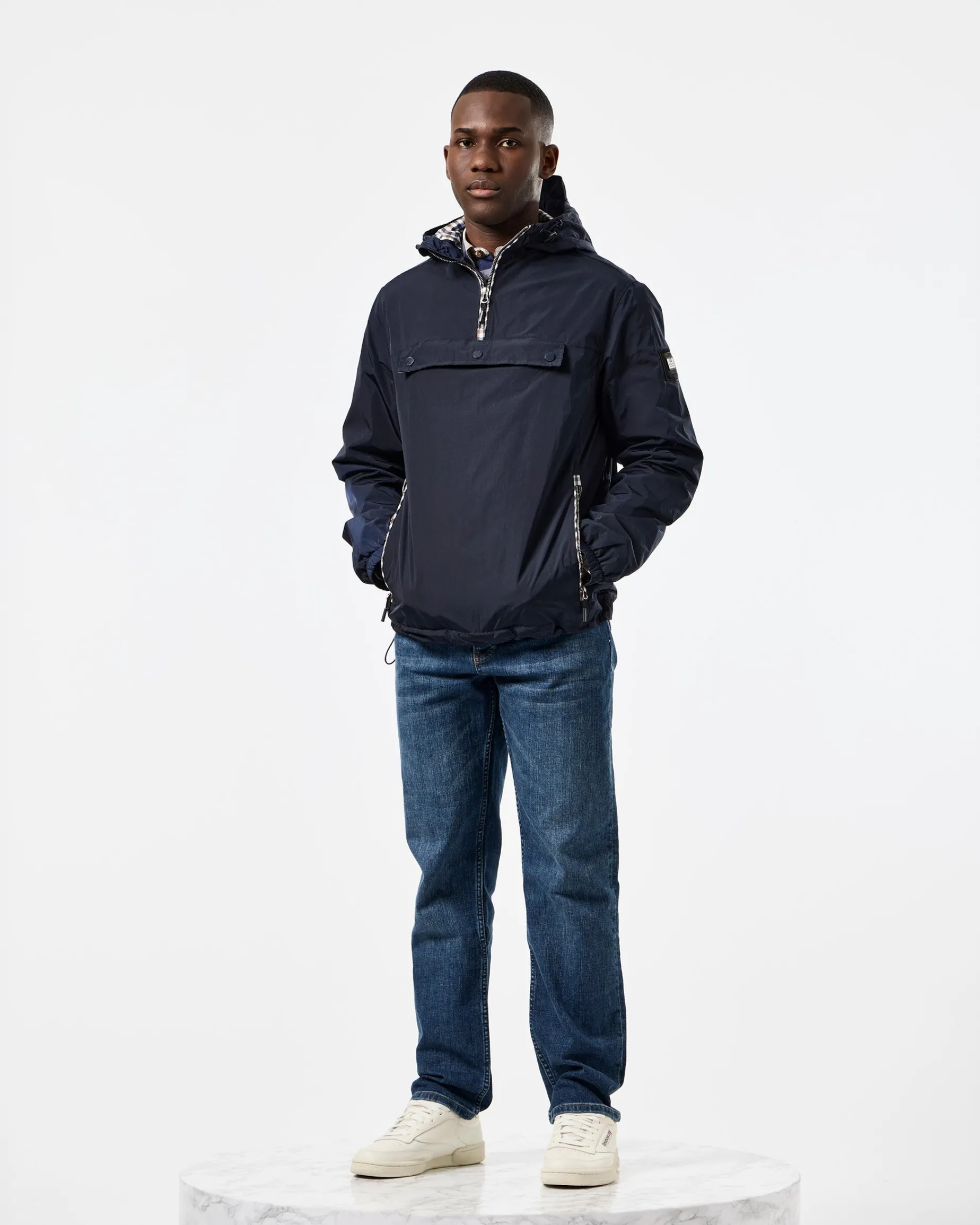 Manaus Check Over Head Jacket Navy