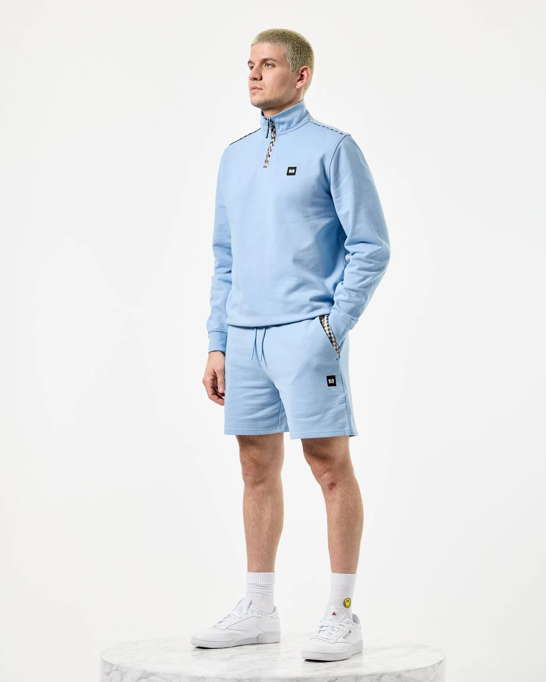 Matisa Quarter Zip Sweatshirt Sea Marine Blue/Mid House Check