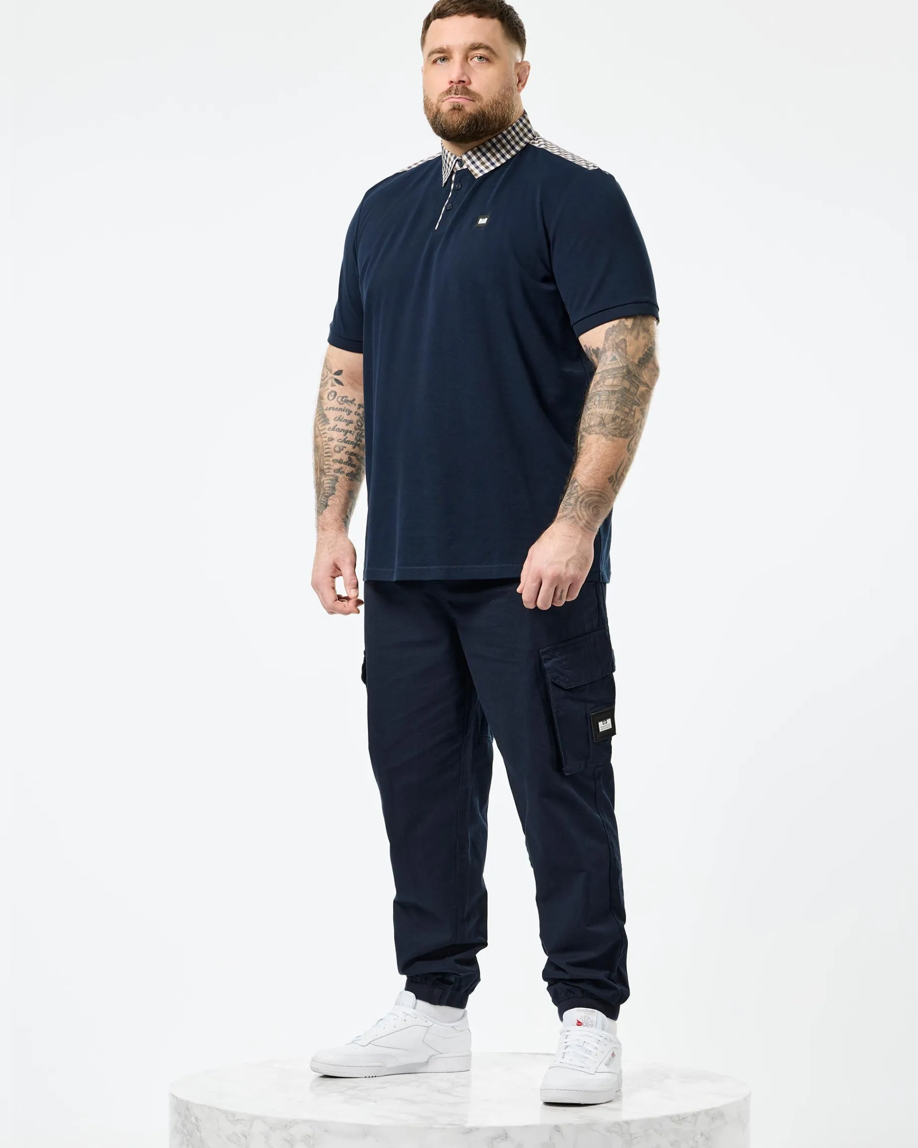 Plus Size - Costa Polo Shirt Navy/Mid House Check