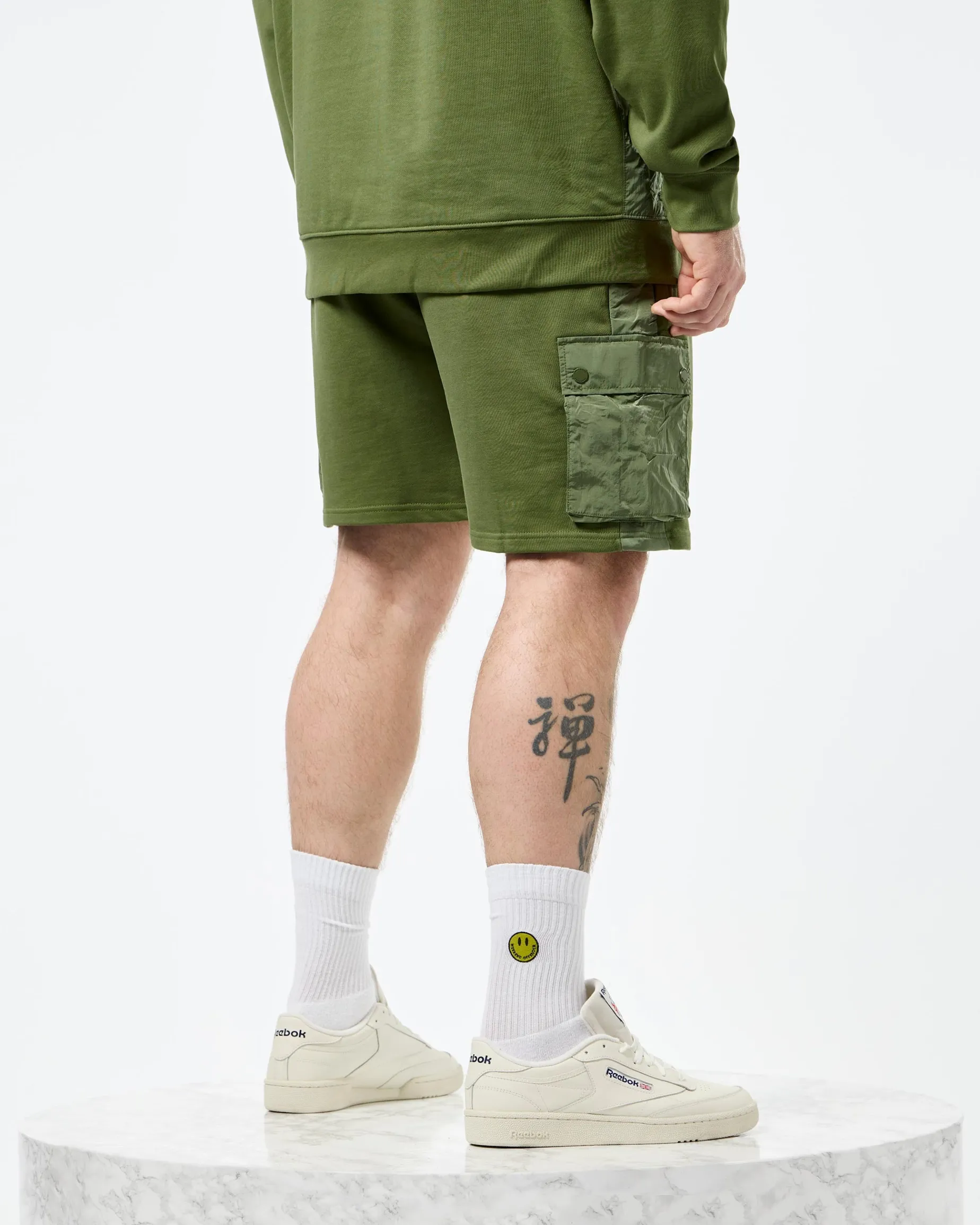 Plus Size - Pink Sands Jogger Shorts Sapling Green