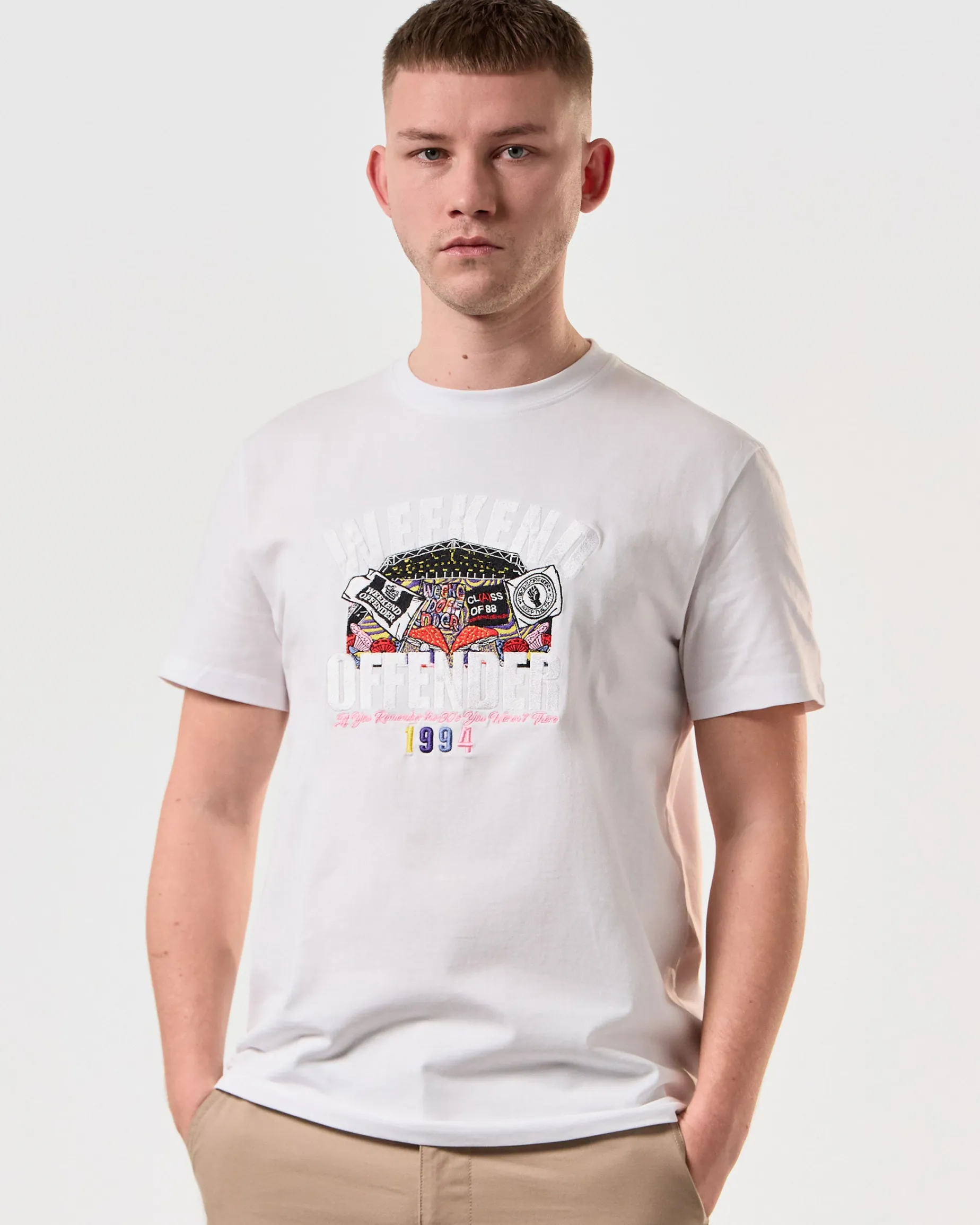 Pyramid Embroidered Graphic T-Shirt White